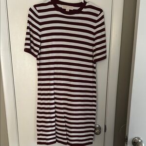 Michael Kors Red and White Crew Neck Mini Dress